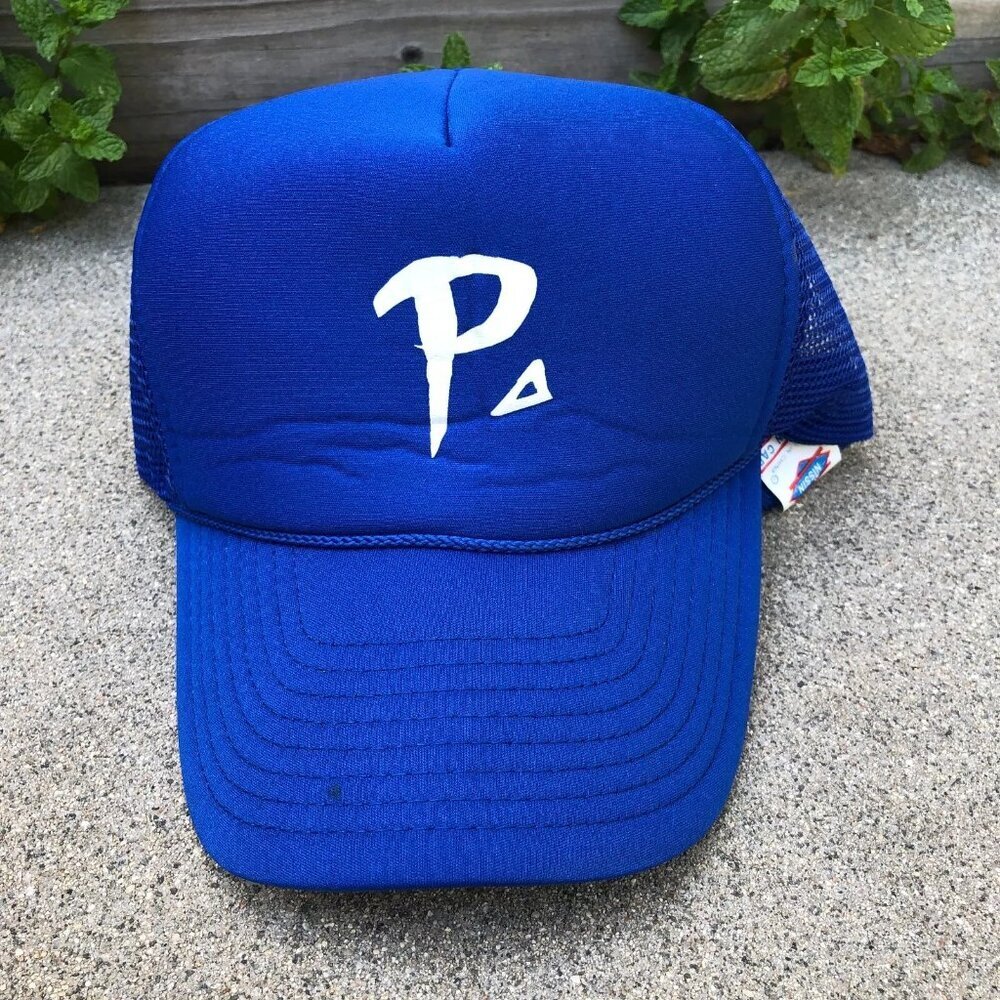 NISSIN CAPS P Logo Trucker Hat Men's Adjustable Blue Cap​​